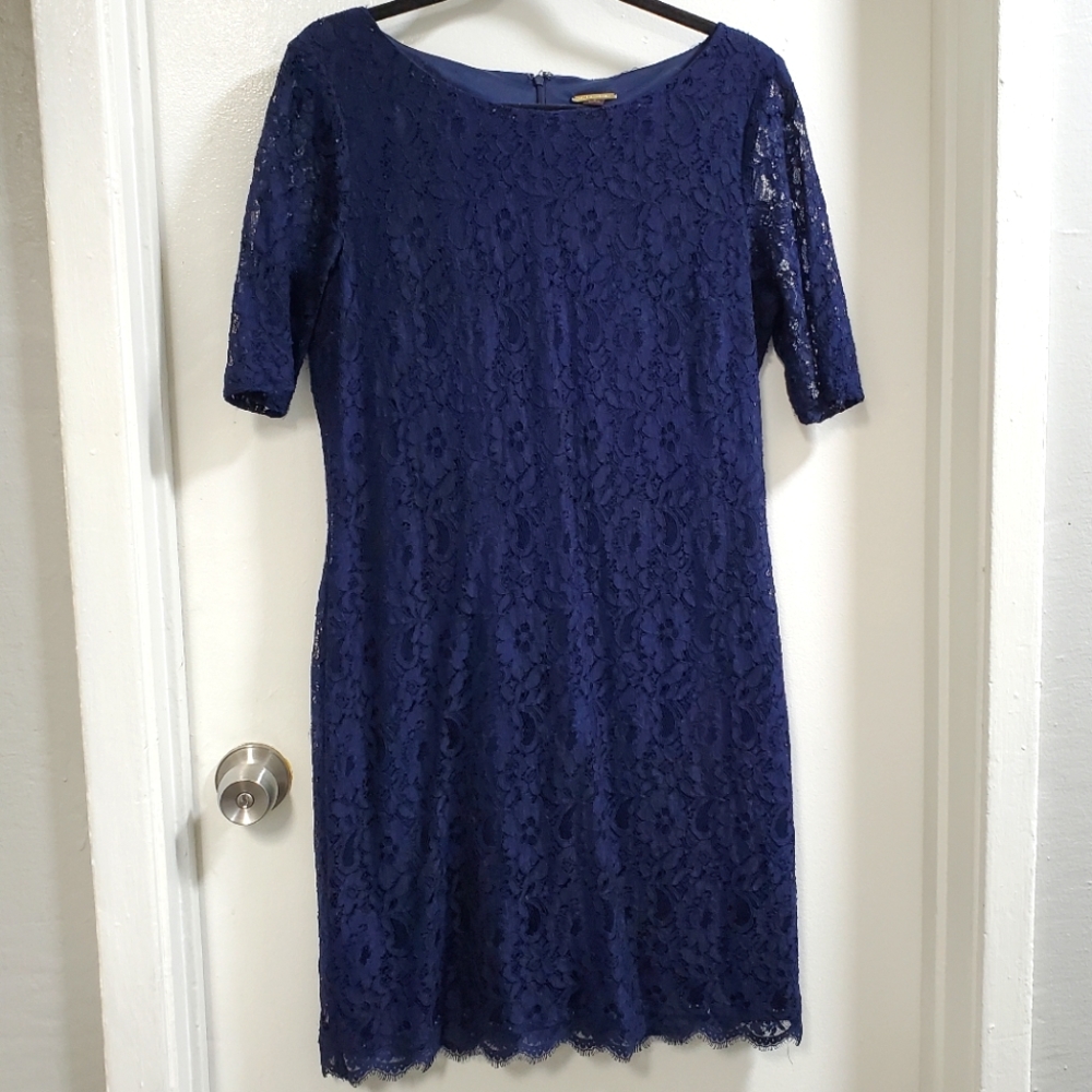 Lace navy blue beautiful dress, Dana Buchman